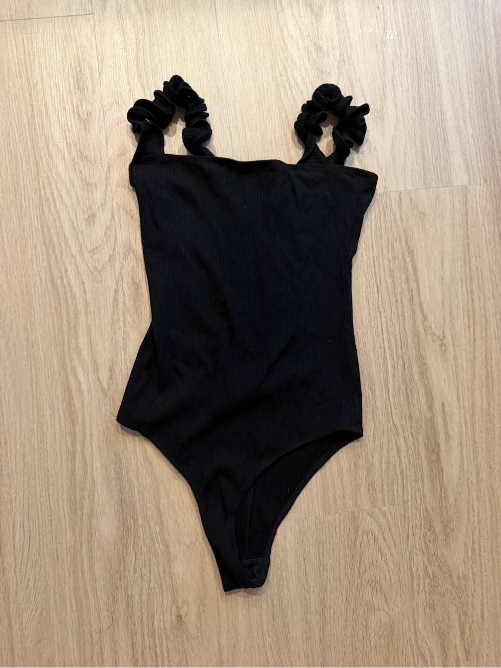 Reformation ribbed bodysuit with Ruffled Straps